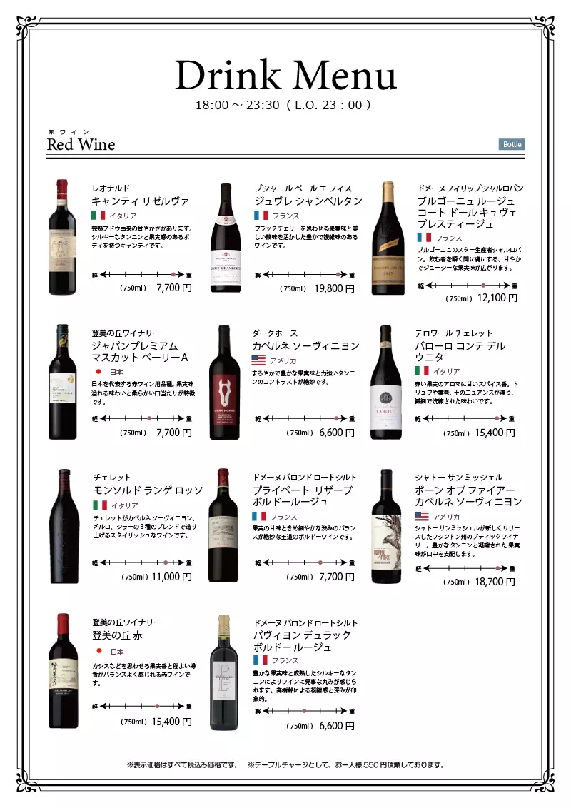 赤ワイン ボトル